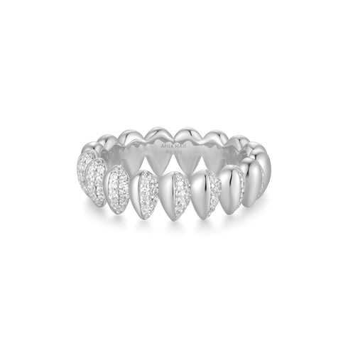 Silver Sparkling Puffy Spike Ring